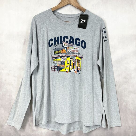 Under Armour NEXT T Shirt Womens 2XLarge Chicago Basketball Graphic Print Raglan - Picture 1 of 14